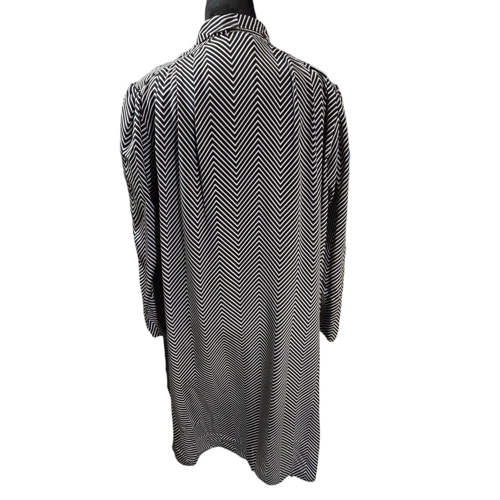 VTG Balenciaga Paris Silk Duster Womens Chevron Open Front Black White FR 42 - Picture 8 of 14